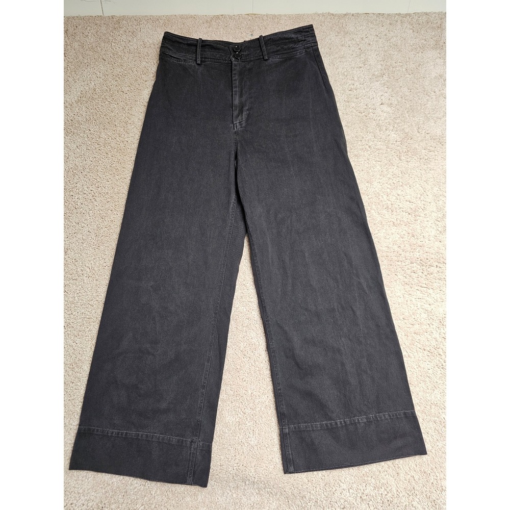 Apiece Apart Merida Black High Waisted Wide Leg Cotton Twill Pants 8